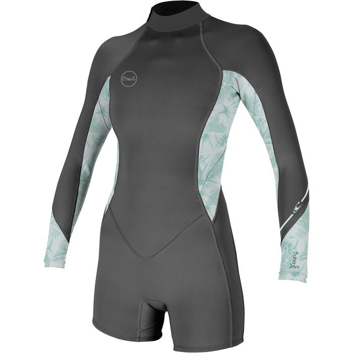 O Neill Women Bahia Mm Long Sleeve Back Zip Shorty Wetsuit