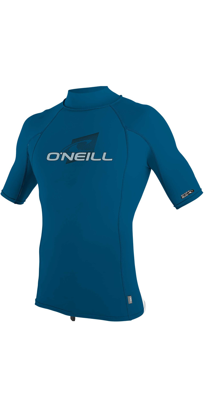 O Neill Mens Skins Short Sleeve Rash Vest Blue Wetsuits