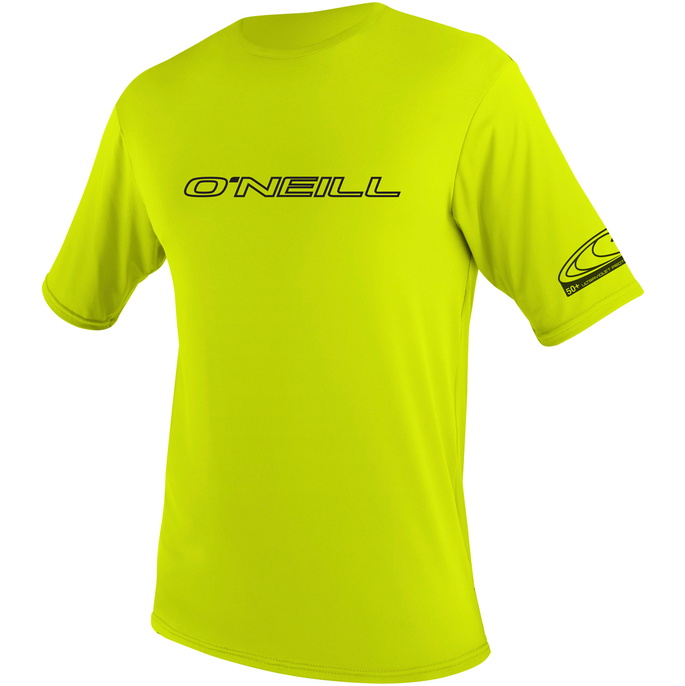 2026 O'Neill Mens Basic Skins Short Sleeve Sun Shirt LIME 3402