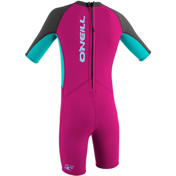2026 O'Neill Toddler Reactor 2mm Back Zip Shorty Wetsuit 4867G - Berry / Aqua / Graphite