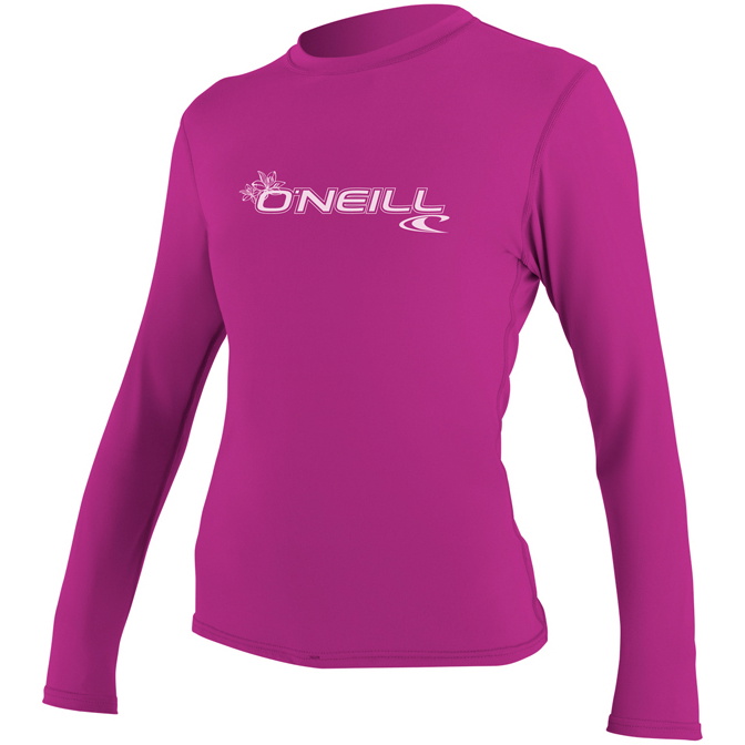 2026 O'Neill Womens Basic Skins Long Sleeve Rash Tee FOX PINK 4340