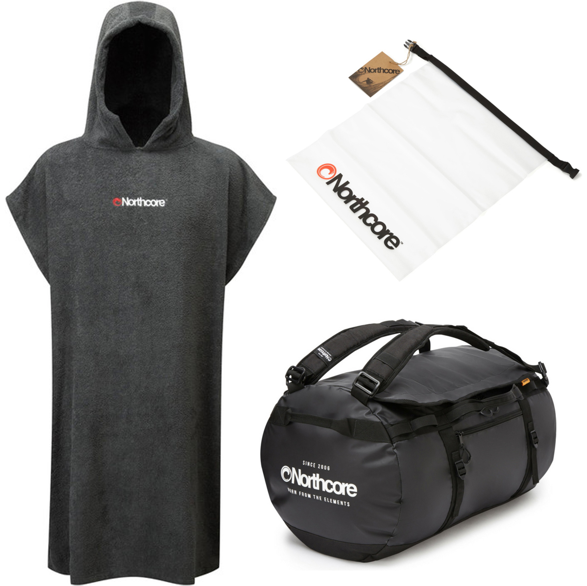 2026 Northcore Beach Basha Hooded Towel Changing Robe, 85L Duffel Bag ...