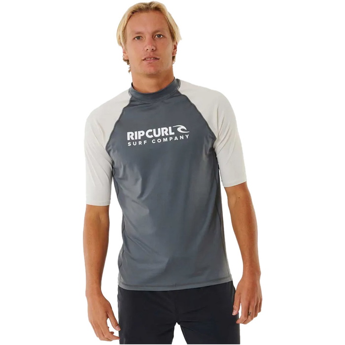 2024 Rip Curl Mens Shock UV Short Sleeve Rash Vest 147MRV - Dark Grey ...