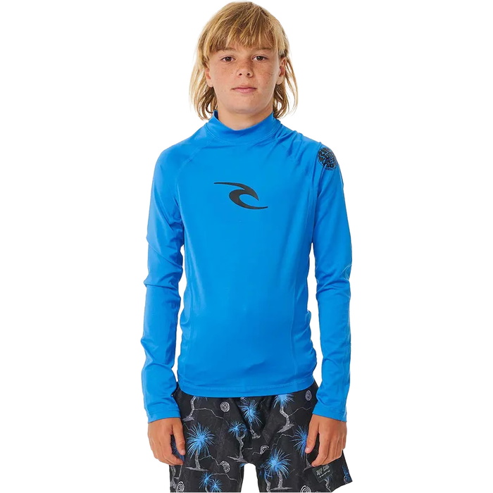 2025 Rip Curl Boys Brand Wave UPF Long Sleeve Rash Vest 122BRV - Blue ...