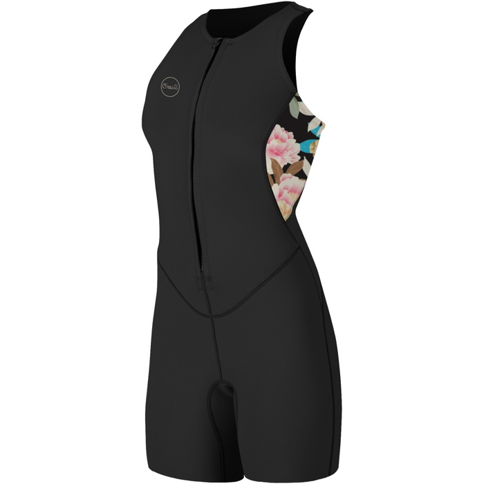 Combinaison Néoprène O'NEILL Bahia 2025 – Femme – 2/1 Mm – Manches Longues – Fermeture Avant – UltraFlex – Flatlock – Black/Mikah Floral – Printemps