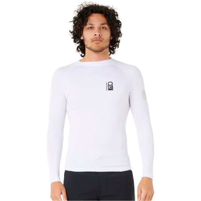 2025 Rip Curl Mens Search Perf Long Sleeve Rash Vest 15SMRV - White ...