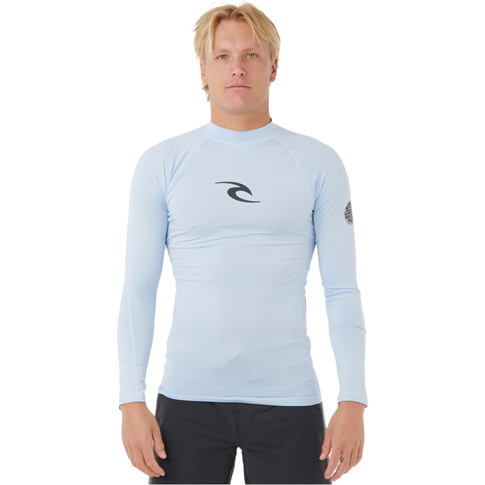 2025 Rip Curl Mens Waves Perf Long Sleeve Rash Vest 16FMRV - Blue Wind ...