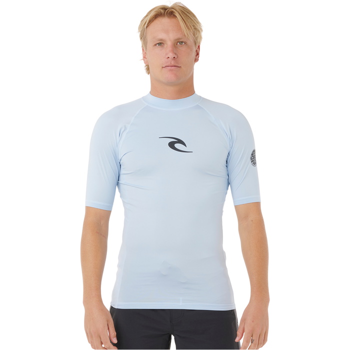 2025 Rip Curl Mens Waves Perf Short Sleeve Rash Vest 16MMRV - Blue Wind ...