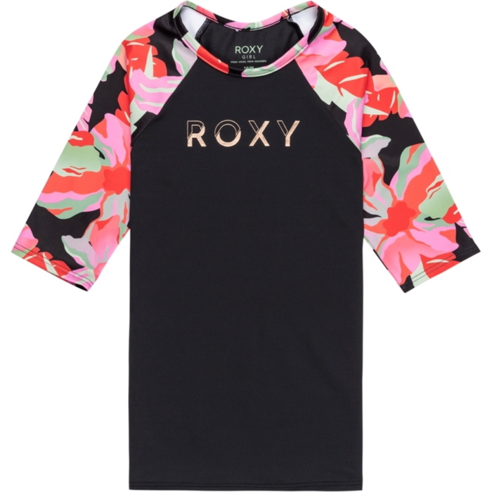 2025 Roxy Junior Active Short Sleeve Rash Vest ERGWR03448 - Anthracite ...