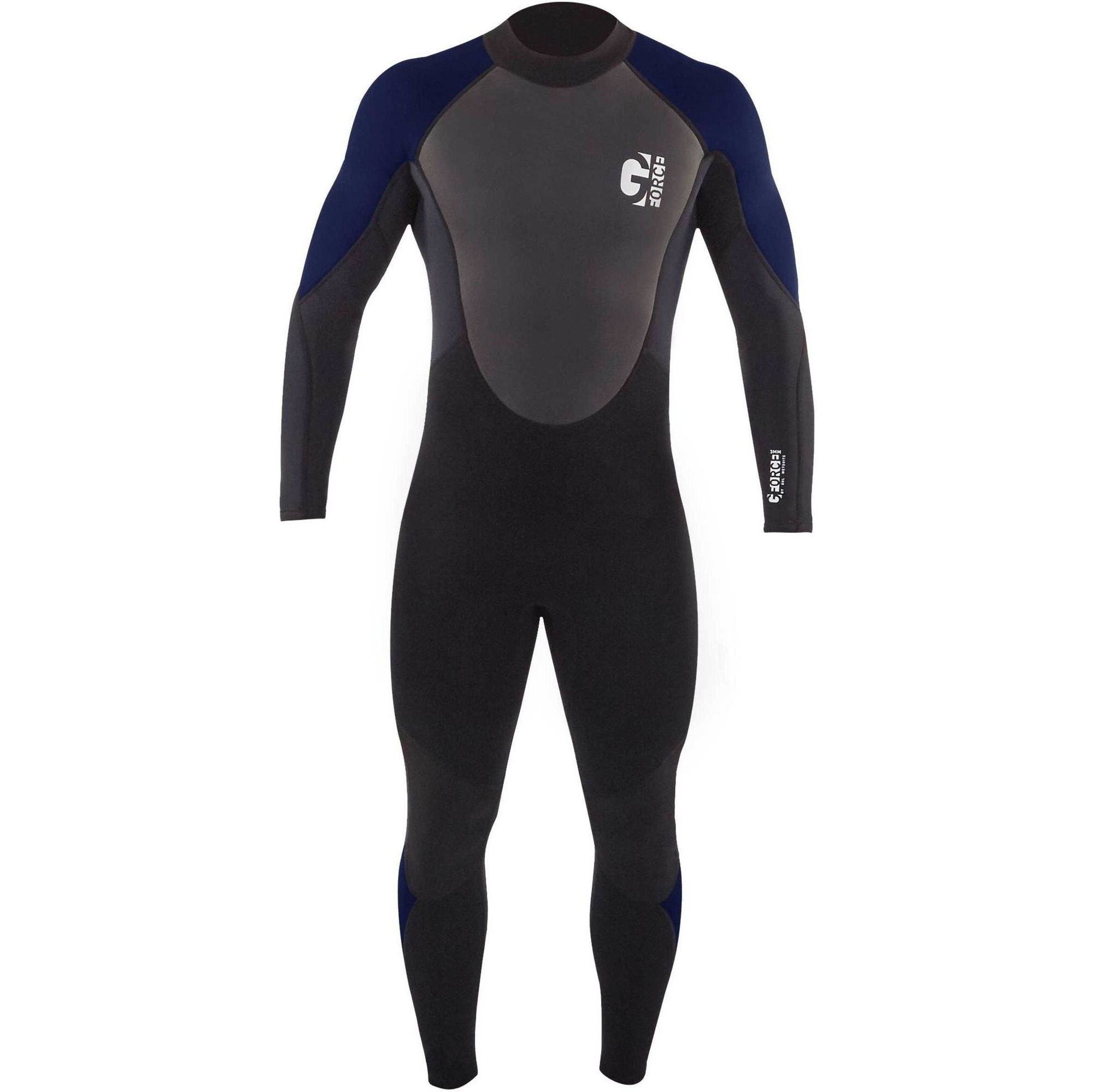 2026 Gul Mens G-Force 3mm Back Zip Flatlock Wetsuit GF1305-B7 - Black / Navy