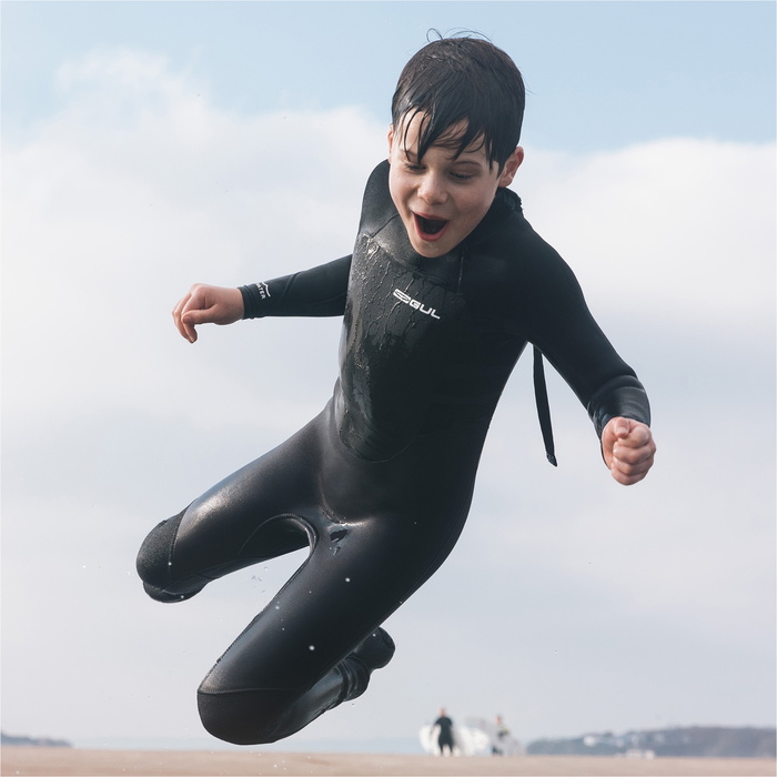 Gul Junior Response 5/3mm Back Zip Wetsuit – Blue Paintsplatter, Thermal For Watersports-768908