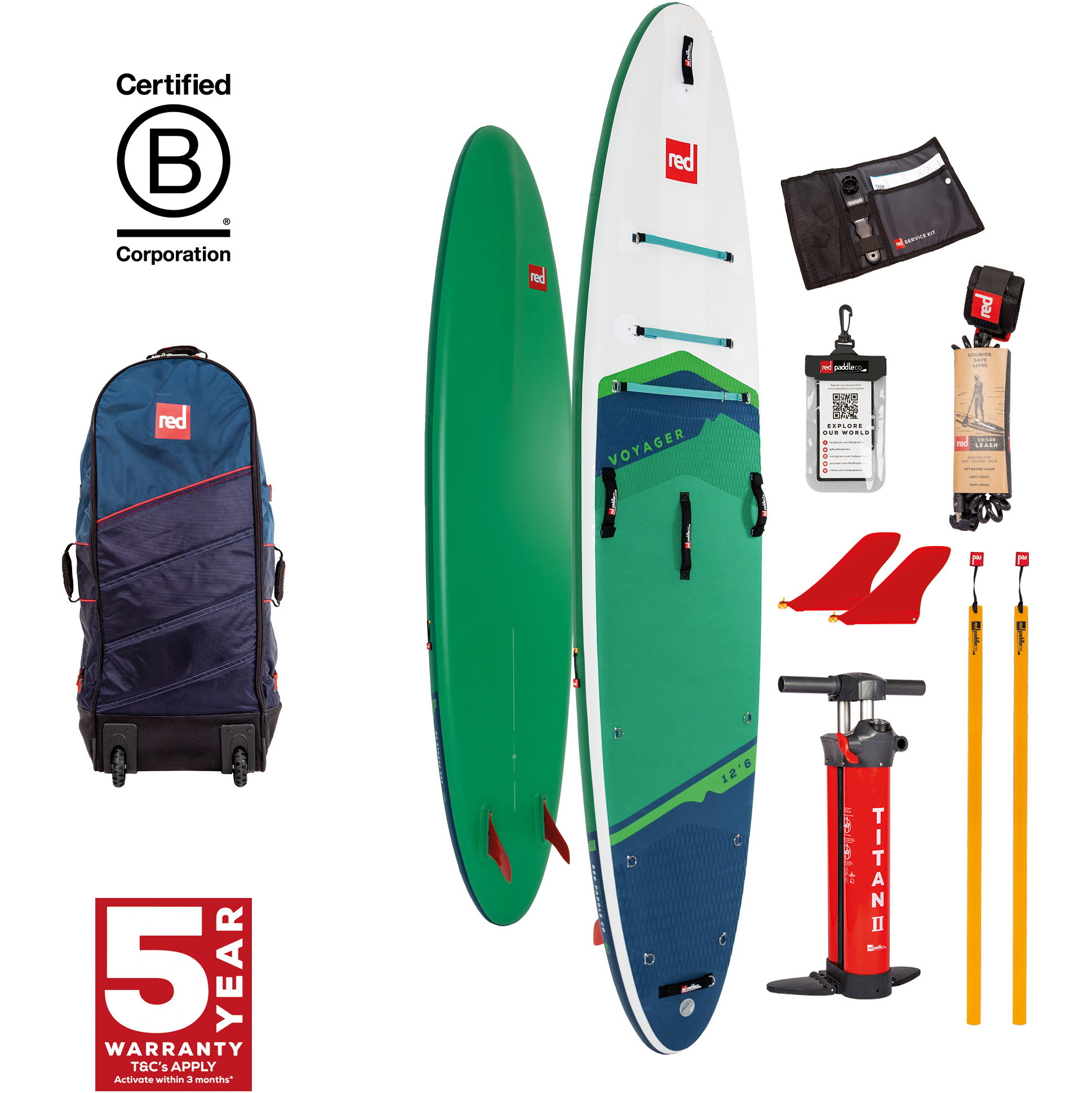 2024 Red Paddle Co 12'6'' Voyager MSL Stand Up Paddle Board, Bag