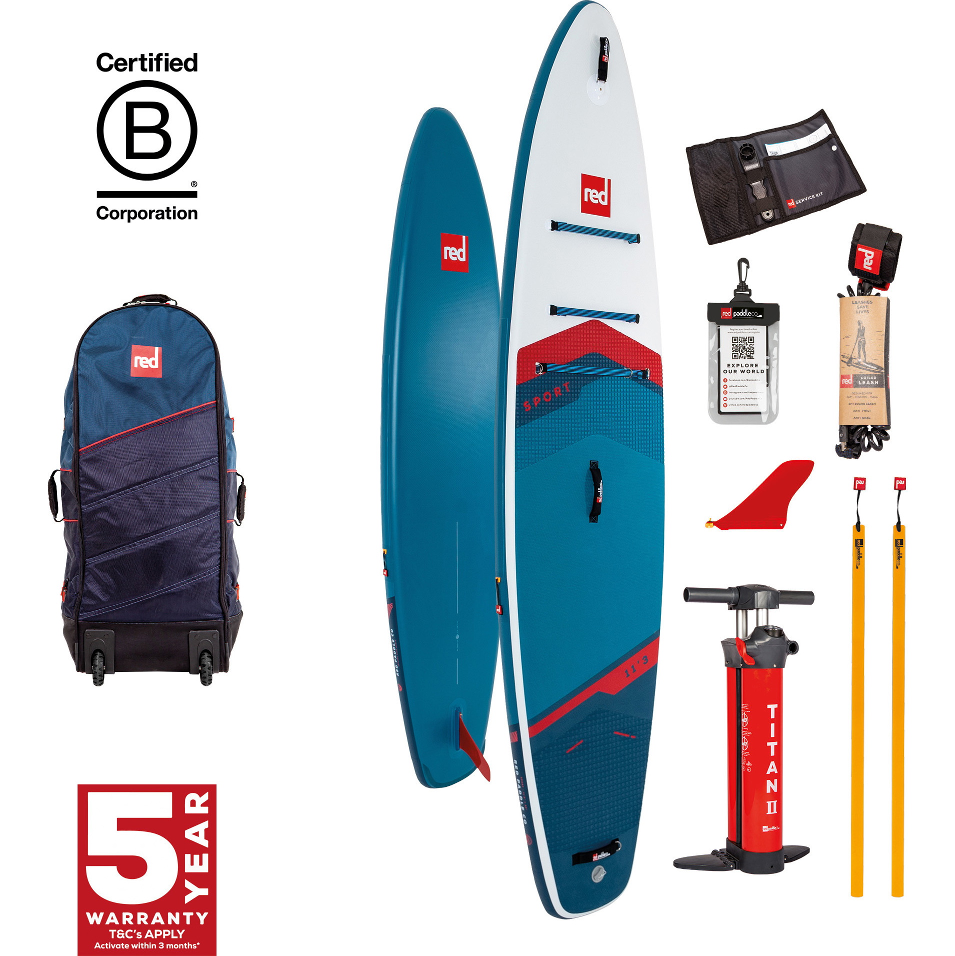 2024 Red Paddle Co 11'3'' Sport MSL Stand Up Paddle Board, Bag