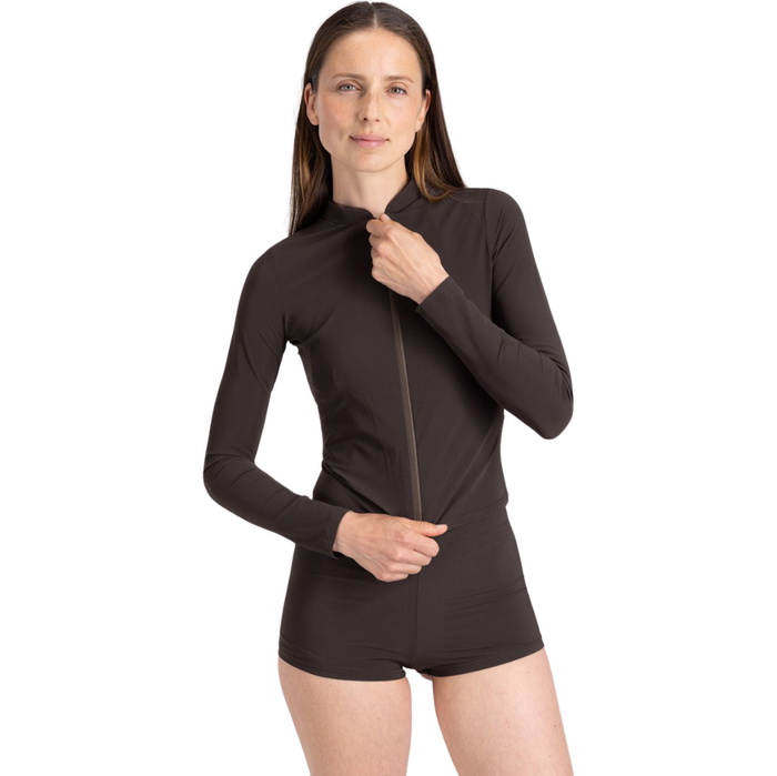 2026 Wallien Womens Rash Guard With Zip 102045001 - Coffee - Wetsuits ...