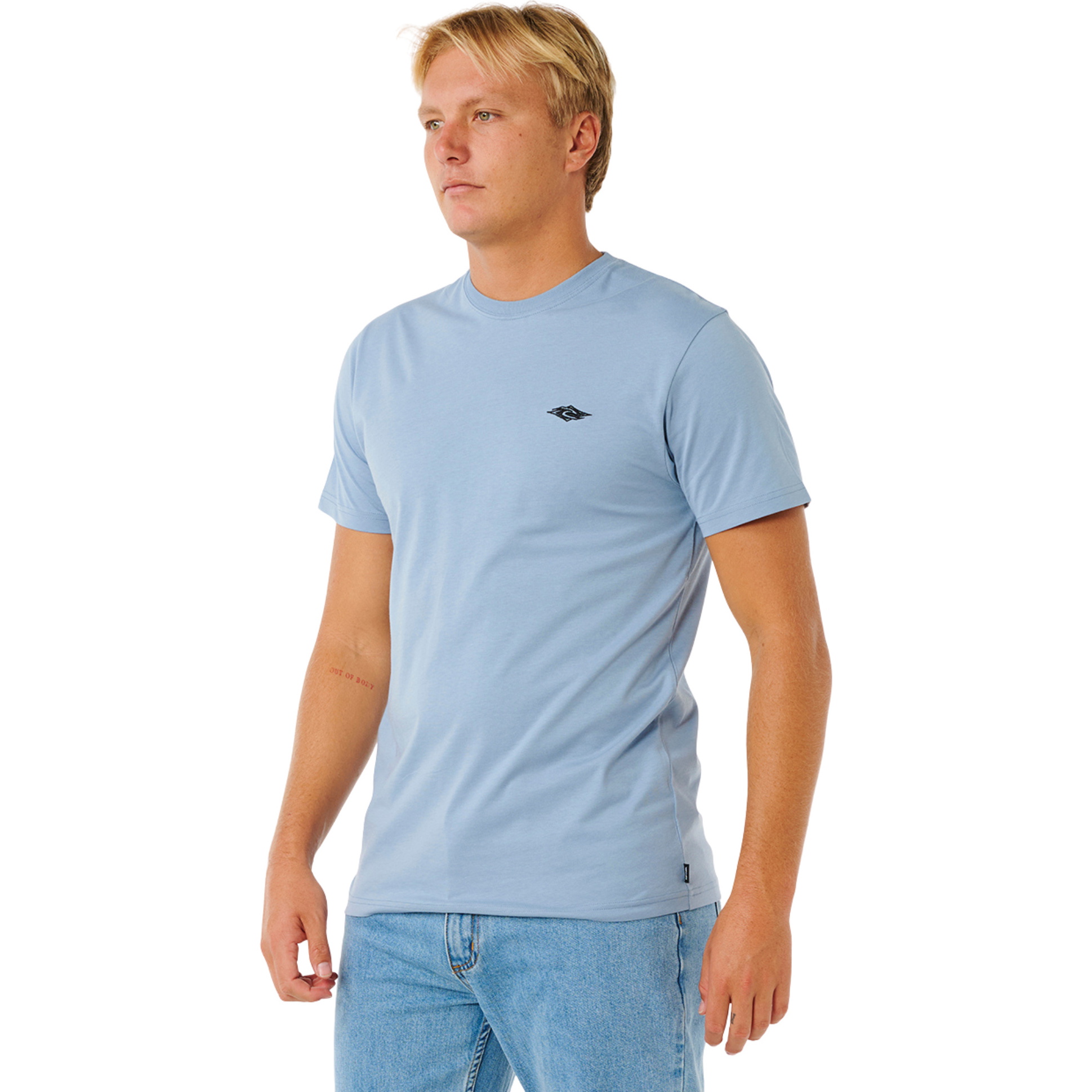 2026 Rip Curl Mens Streamline Embroid Tee 10XMTE - Faded Denim ...