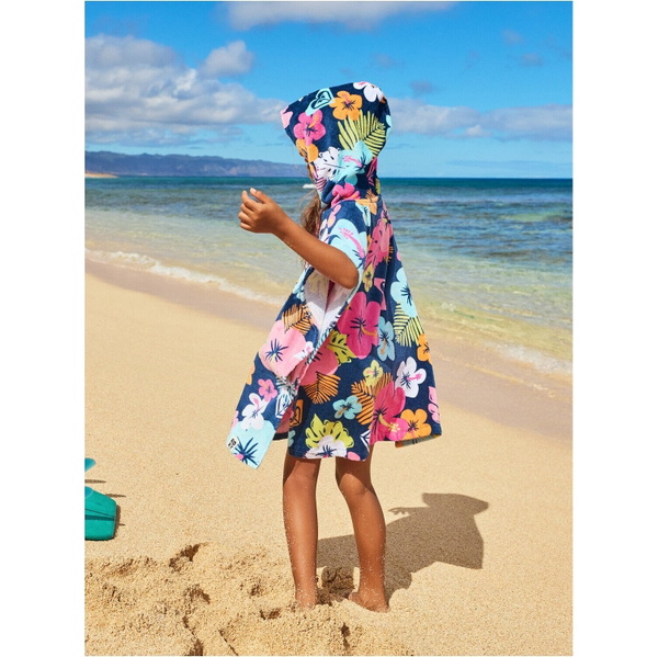 2026 Roxy Junior Stay Magical Printed Hooded Towel ERLAA03064 - Mood Indigo Morning Flowers Tw