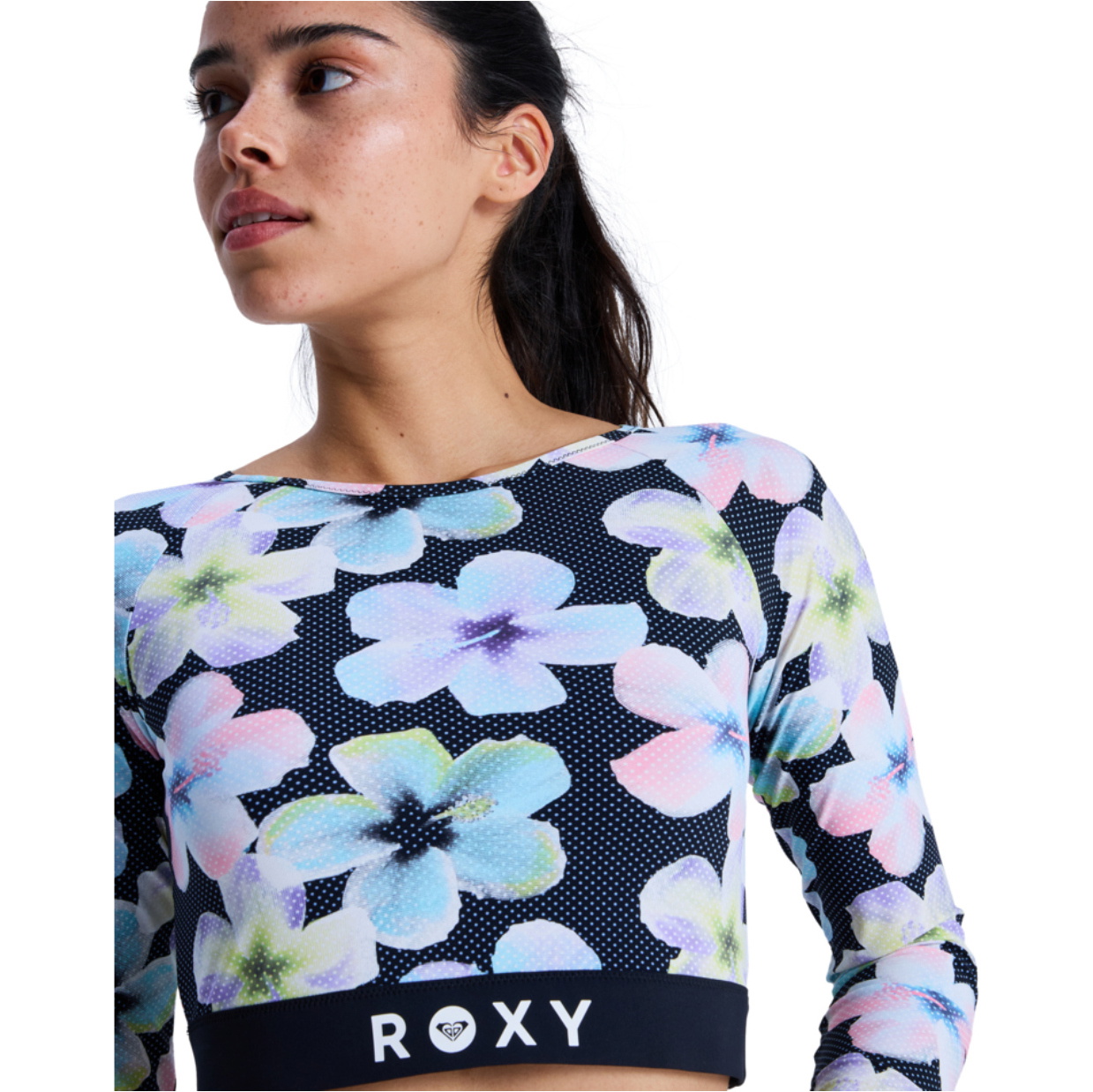 2026 Roxy Womens Roxy Active Long Sleeve Crop Top Rash Vest ERJWR03926 ...