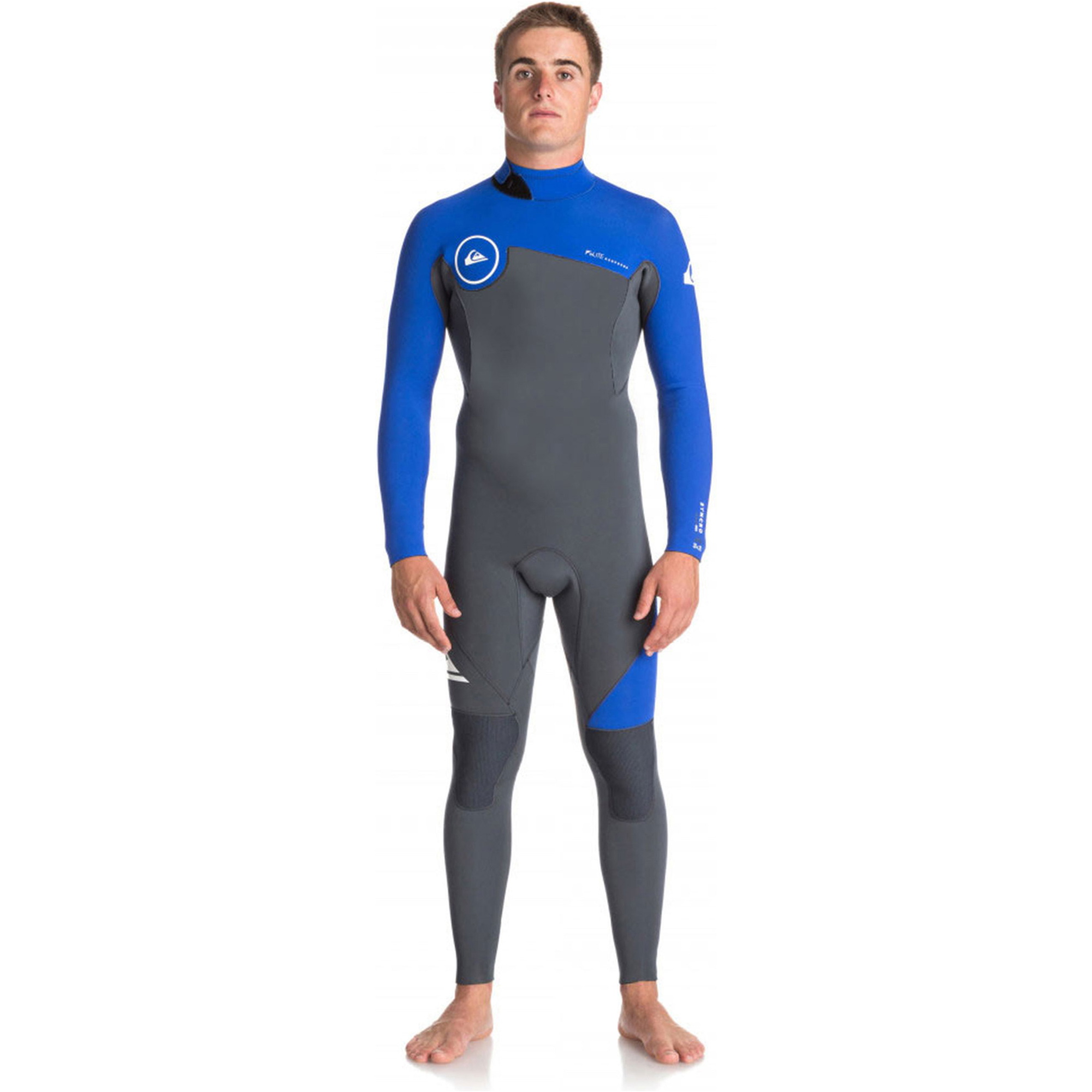 Quiksilver Syncro Series 3/2mm Flatlock Back Zip Wetsuit GUN METAL / ROYAL BLUE EQYW103036