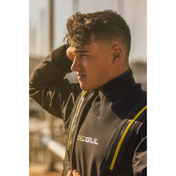 2021 Gul Mens Code Zero Stretch U-Zip Drysuit With Con Zip & Underfleece GM0368-B8 - Black