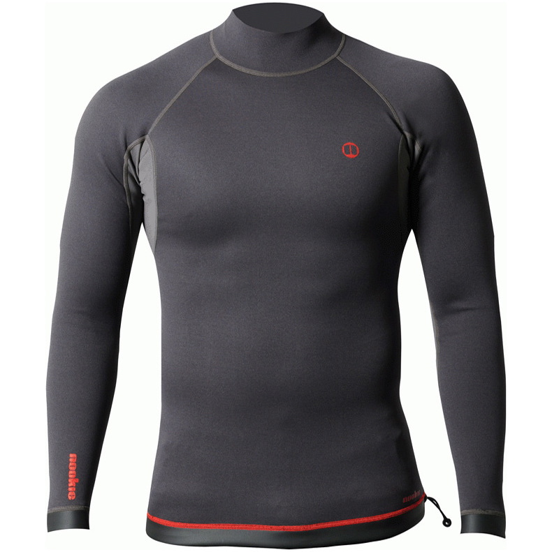 2026 Nookie Mens Ti 1mm Long Sleeve Wetsuit Top NE12 - Black / Red