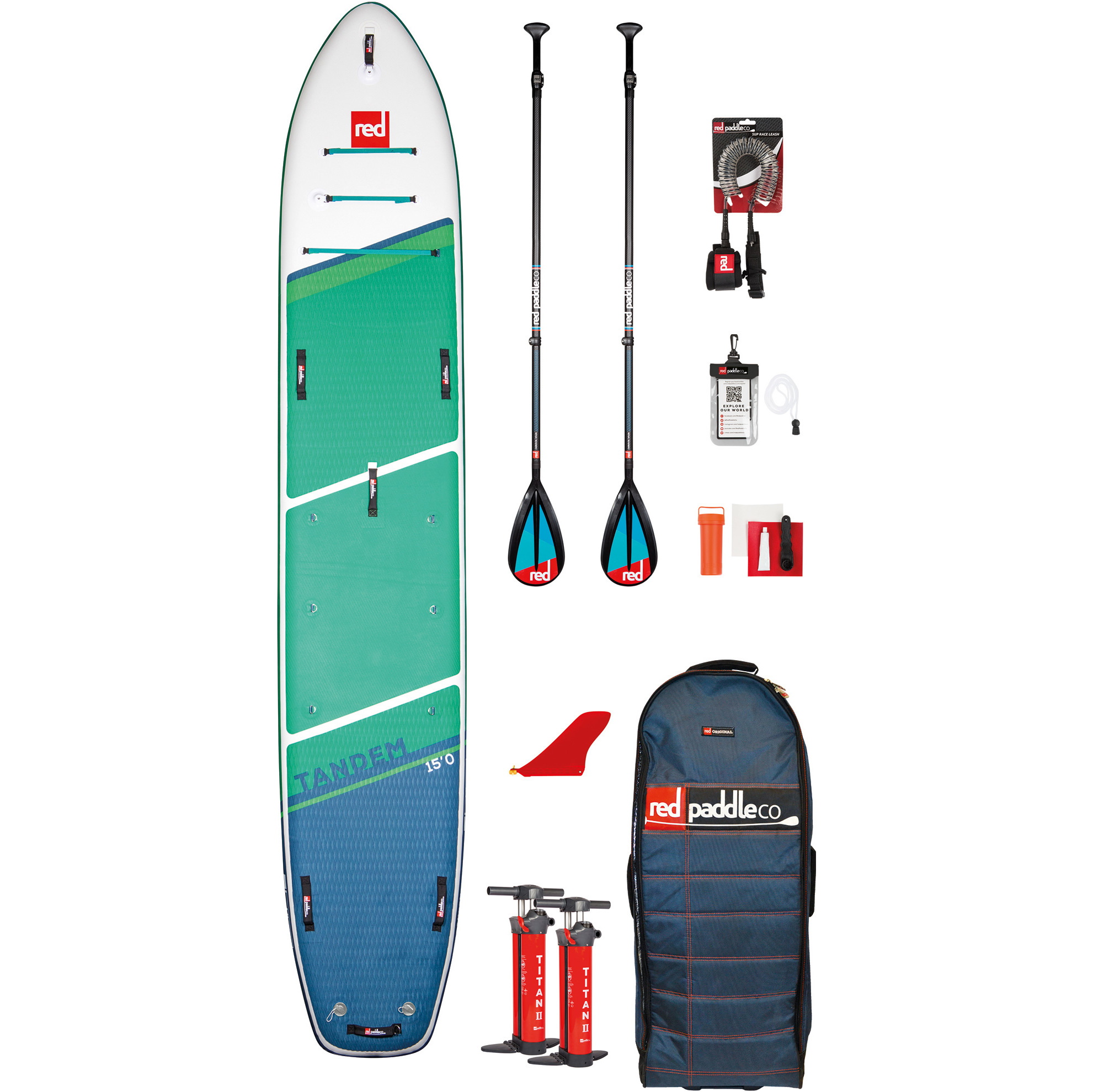 2021 Red Paddle Co Voyager Tandem 15'0 SUP Package - Board, Bag
