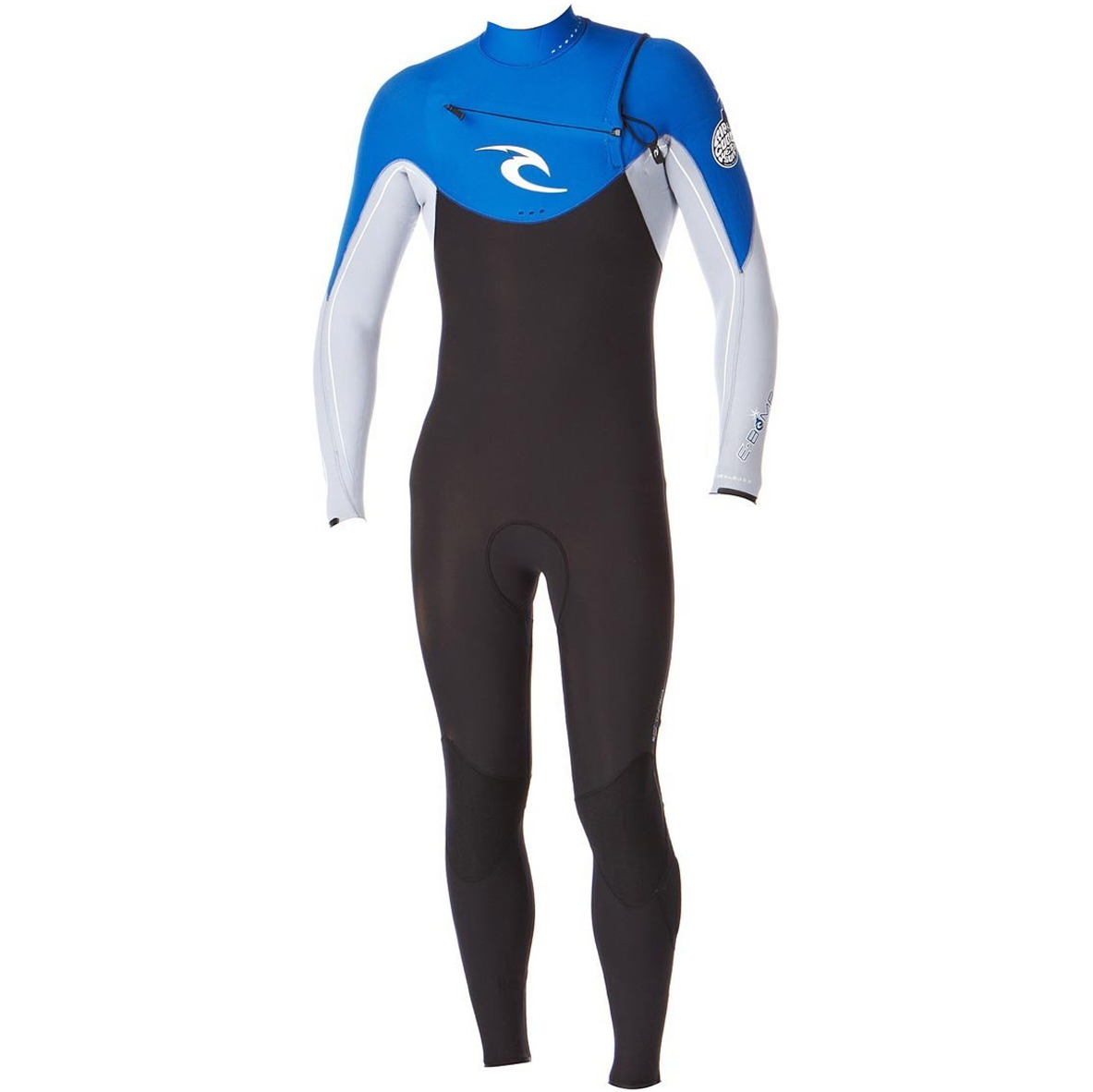 RipCurl E-Bomb 5/3mm Chest Zip Wetsuit in Black/Silver/Blue WSMOHE