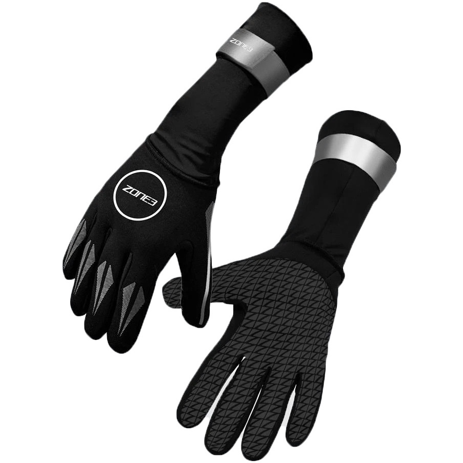 2024 Zone3 2mm Neoprene Swim Gloves NA18UNSG1 - Black / Reflective Silver