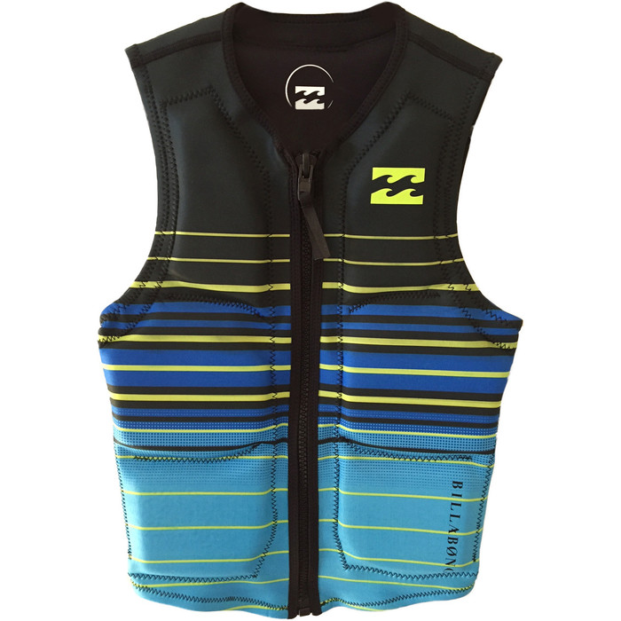 Billabong Faderade Front Zip Wake Impact Vest NEO LIME/BLUE