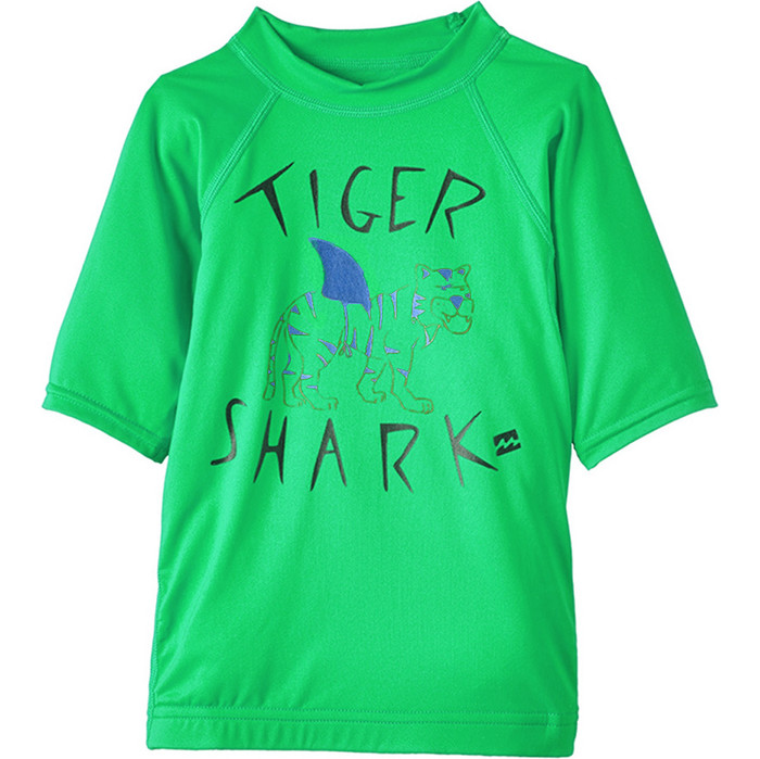 Billabong Tiger Shark Short Sleeved Rash Vest in KELLY GREEN S4KY12