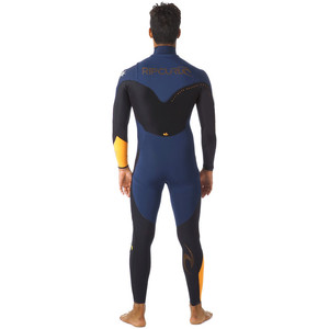 Rip Curl E-Bomb Pro 4/3mm GBS Chest Zip Wetsuit in BLUE/Black / Orange WSM4BE