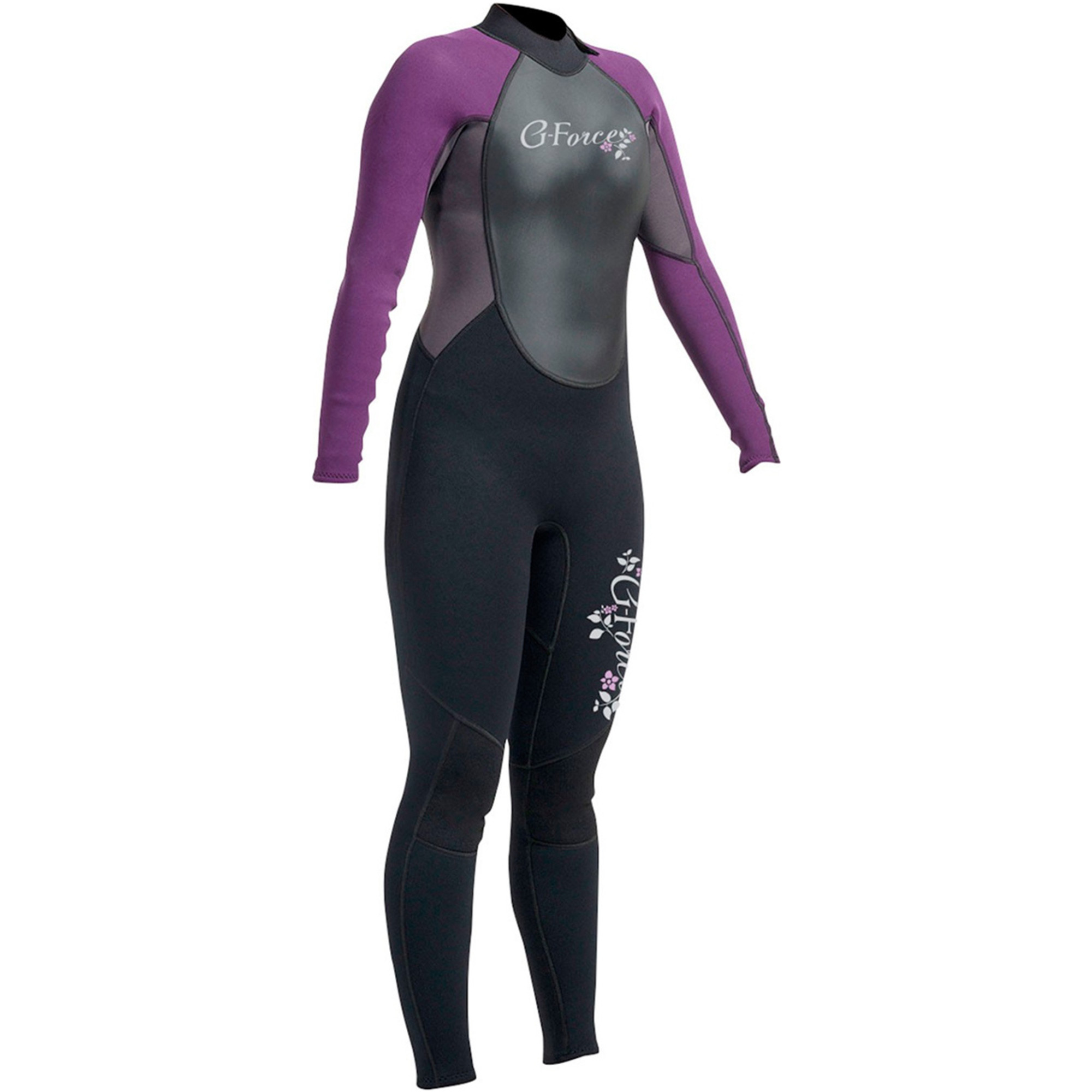 2020 Gul GForce 3mm Womens Back Zip Steamer Wetsuit Black / Mulberry GF1306A9 Wetsuit Outlet