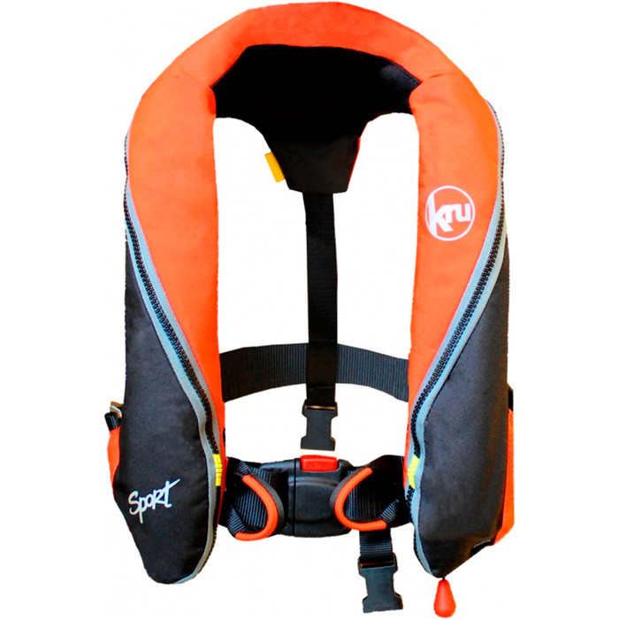 Kru Sport 185N Manual Lifejacket with Harness - Orange / Black LIF7226