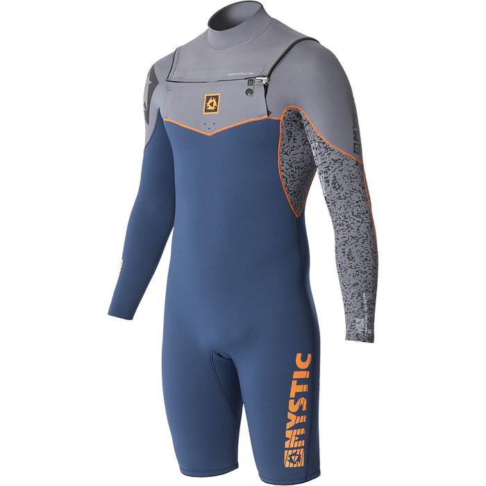 Mystic Artistic 3/2mm Chest Zip GBS L / S Shorty Wetsuit Navy / Grey 160175