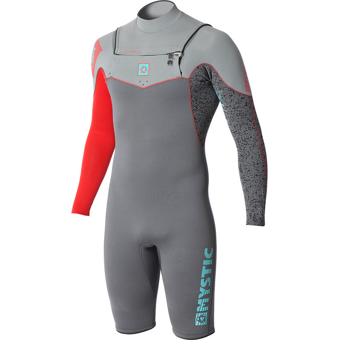 Mystic ND Pro 2mm GBS Chest Zip Long Sleeve Shorty Grey / Red 160180