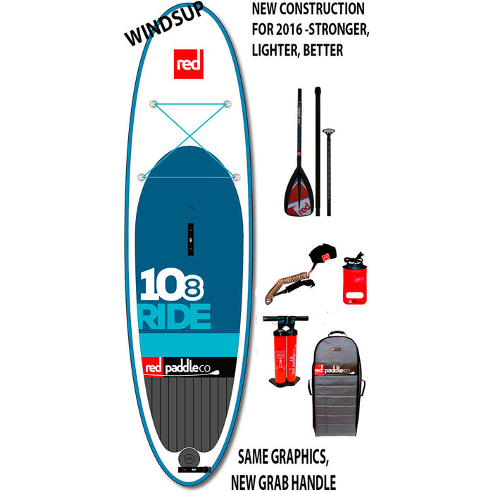 Red Paddle Co 10'8 Ride Inflatable Stand Up Paddle Board - WINDSURF EDITION + Bag, Pump,Paddle & LEASH