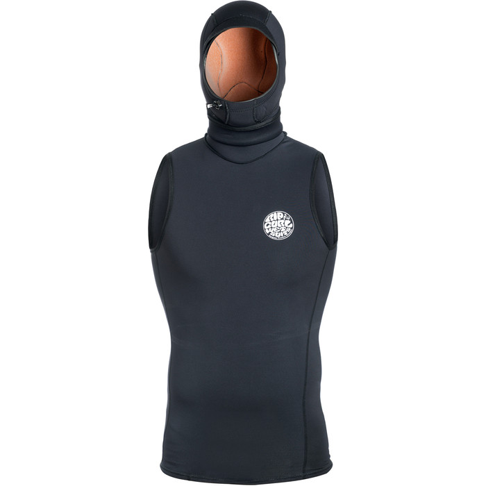 2019 Rip Curl Flashbomb 0.5mm Polypro Sleeveless Hooded Thermo Vest in Black WVEXDM