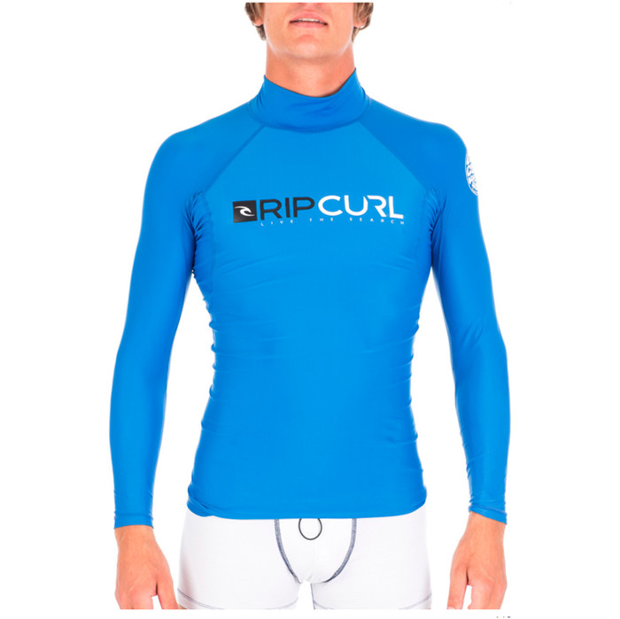 Rip Curl Shock Long Sleeve High-Collar Rash Vest in Blue WLE5MM
