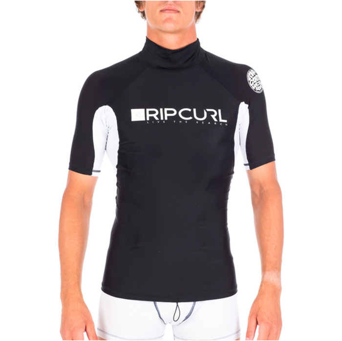 Rip Curl Shock S S High-Collar Rash Vest in Black WLE5NM
