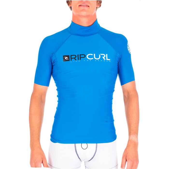 Rip Curl Shock S / S High-Collar Rash Vest in Blue WLE5NM