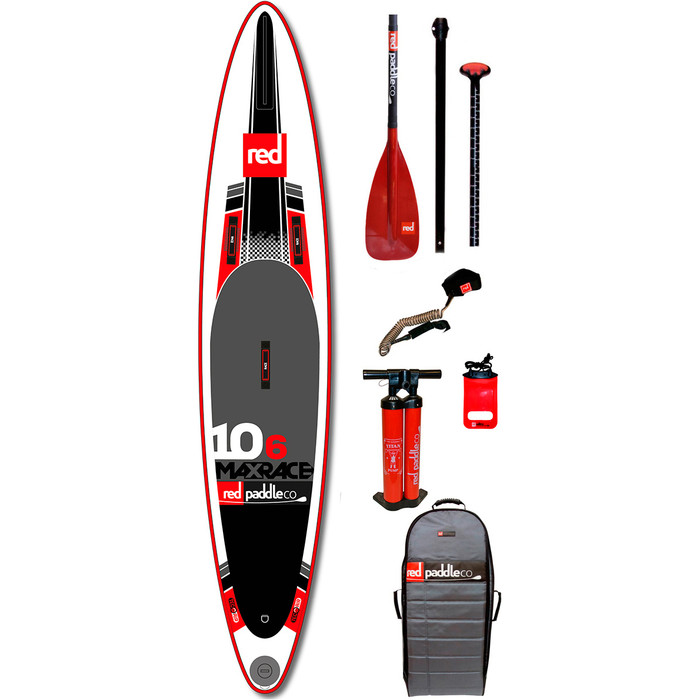 Red Paddle Co 10'6 Max Race Inflatable Stand Up Paddle Board + Bag, TITAN Pump, Glass Paddle, LEASH