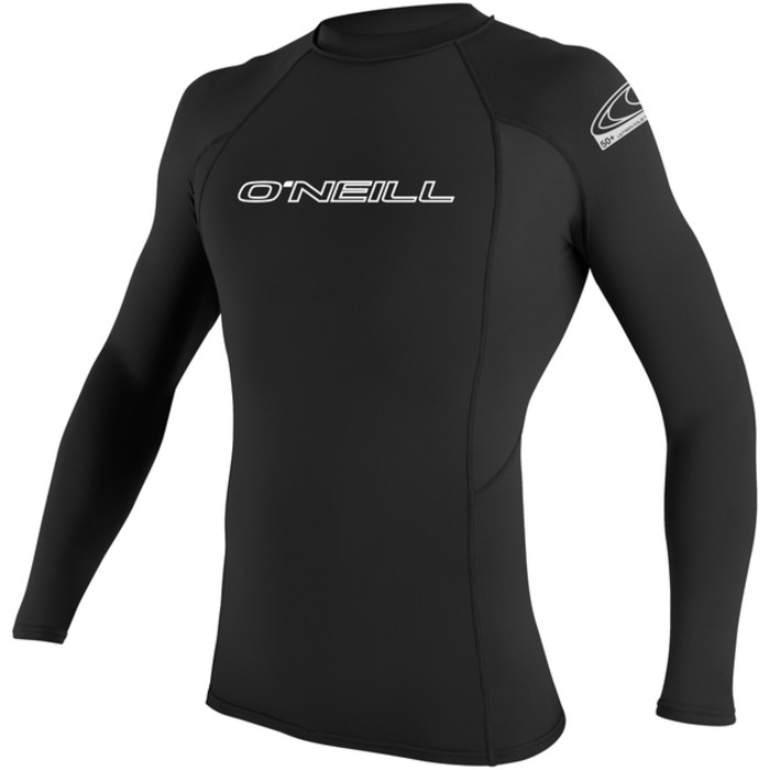 2022 O'Neill Basic Skins Long Sleeve Crew Rash Vest BLACK 3342