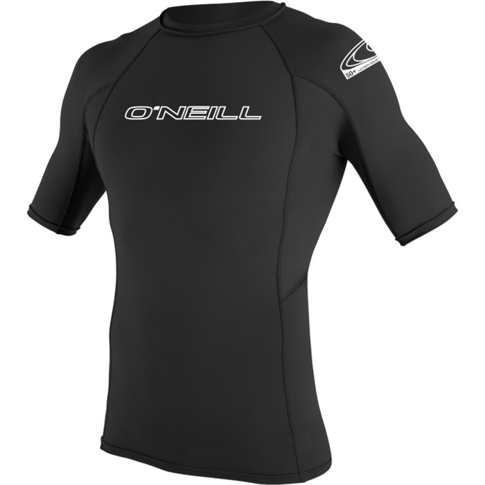 2022 O'Neill Basic Skins Short Sleeve Crew Rash Vest BLACK 3341
