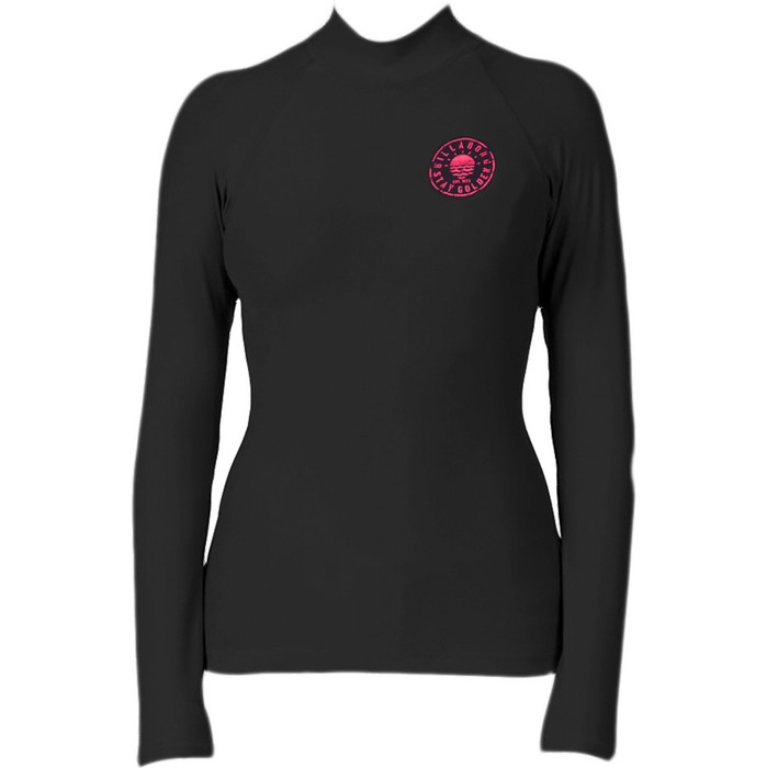 Billabong Ladies Logo In Long Sleeved Rash Vest in Black Sands C4GY02