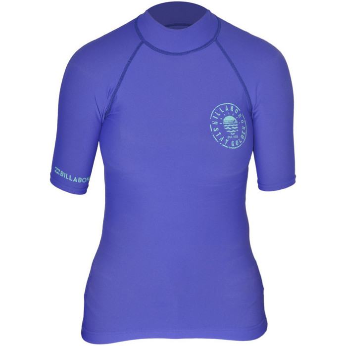Billabong Ladies Logo In Short Sleeve Rash Vest Electric Blue C4GY01