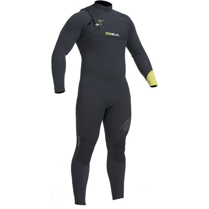 2020 Gul Response FX 5/4mm Chest Zip GBS Wetsuit Black / Lime RE1242-B1