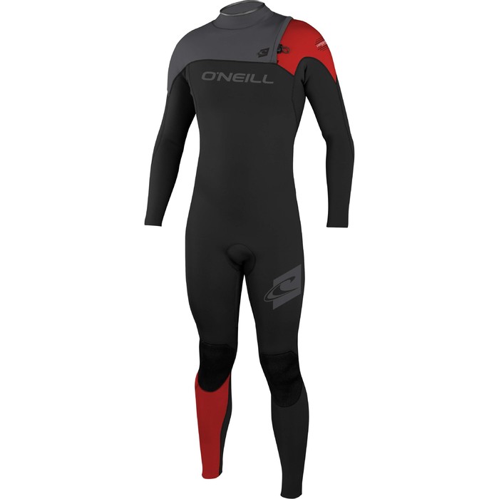 O'Neill HyperFreak Comp 4/3mm Zipperless Wetsuit BLACK / GRAPHITE / RED 4587