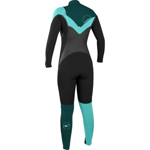 O'Neill Ladies Psycho Tech 5/4mm Chest Zip Wetsuit BLACK / TEAL / SEAGLASS 4582