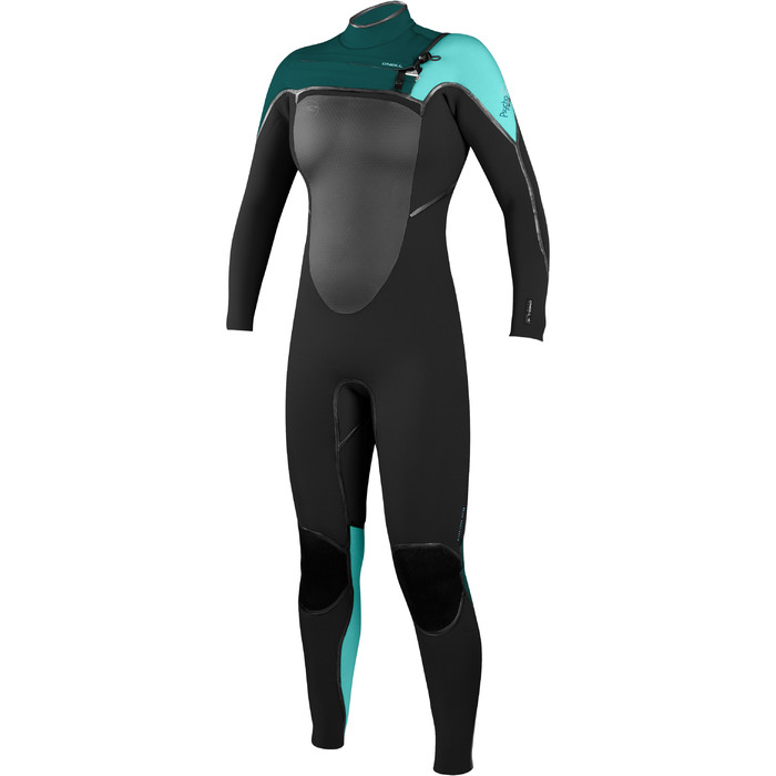 O'Neill Ladies Psycho Tech 5/4mm Chest Zip Wetsuit BLACK / TEAL / SEAGLASS 4582