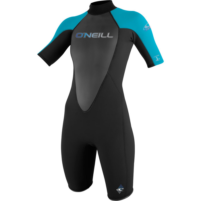 O'Neill Ladies Reactor 2mm Back Zip Spring Shorty BLACK / TURQUOISE 3801