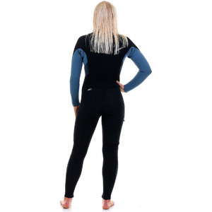 O'Neill Womens Supertech 4/3mm Chest Zip GBS Wetsuit Black / Dusty Blue / Slate 4855